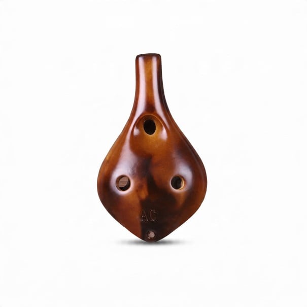 Keramická okarína 6 otvorov Ladenie Alto C 11,5 x 6,5 x 4,5 cm Glazovaná Čiernovyhnedá Hudobný nástroj pre začiatočníkov aj deti 1