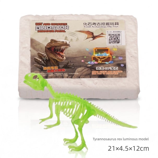 Archeologická vykopávka Svietiaca kostra Tyrannosaura rexa na zostavenie Sádrový blok 17 x 14,5 x 4 cm Model 21 cm Pre deti od 6 rokov 1