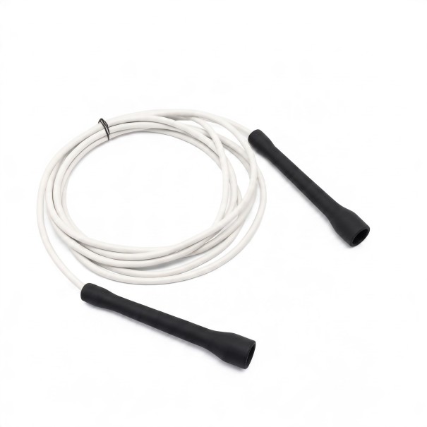 Švihadlo NEVERTOOLATE s PVC lanem 5,3 mm Délka 3,2 m Rukojeti 13,1 cm Nastavitelná délka Na speed skipping a box bílo-černá