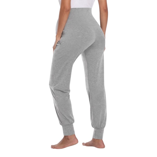 Pantalons de grossesse pour femmes avec taille haute couvrant le ventre, joggers avec poches latérales et manches 1