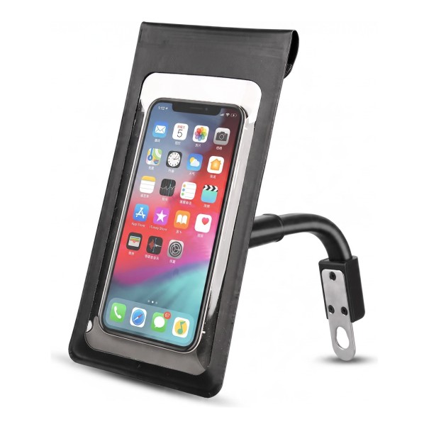 Vandtæt telefonetui med spejlholder til motorcykel og scooter Touch folie TPU Drejelig 360° 21 x 10,5 cm Sort Op til 6,5 tommer 1