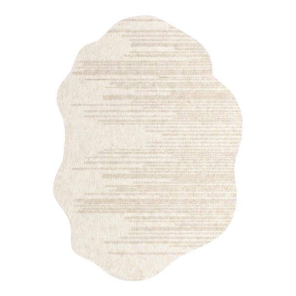 Minimalistisk stykke tæppe Uregelmæssig form Mønster med mørkere linjer 250 x 200 cm Polyester Cremebeige med bølget kant 1