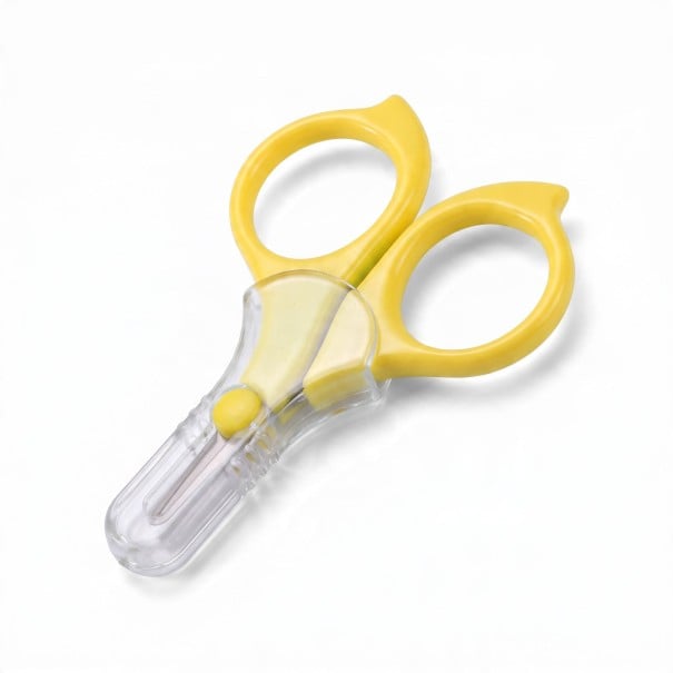 Tesouras para unhas de bebés com pontas arredondadas e capa de proteção 7,7 x 5,5 cm Cabo em plástico Amarelo Para um corte seguro das unhas 1