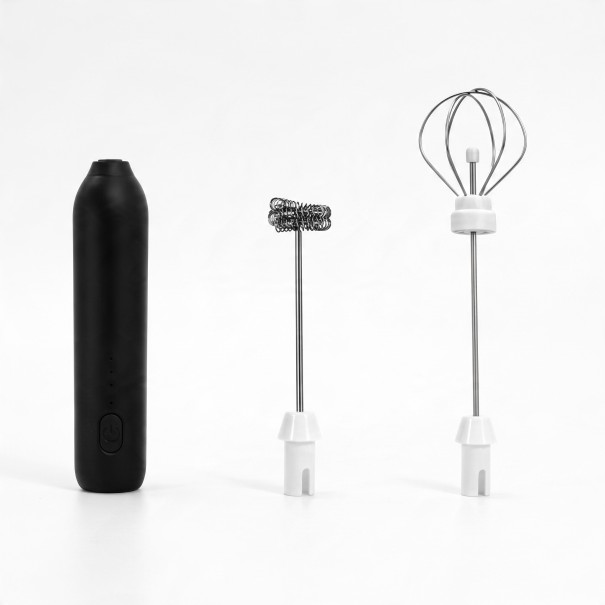 Elektrische melkopschuimer 2-in-1 Handmixer met veer- en ballonklopper 3 snelheden Opladen via USB-C Voor koffie en eieren zwart