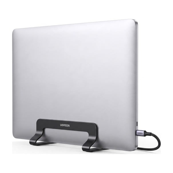 Vertikální stojan na notebook UGREEN Nastavitelná šířka 12 až 26 mm Hliníková slitina 15 x 7,8 cm Pro tablet i knihy černá