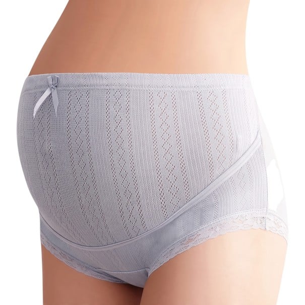 Culottes de grossesse avec nœud et taille haute ajustable sur le ventre avec ceinture élastique pour femmes enceintes gris XXS