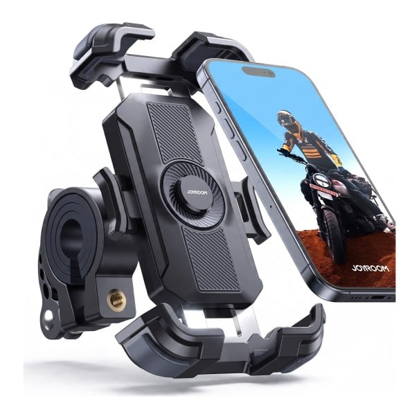 Phone Holder for Motorbike and Bicycle with Safety Lock Rotatable 360° For Phones 4.7–7 Inches Handlebars 15–40 mm Plastic and Silicone Black 1