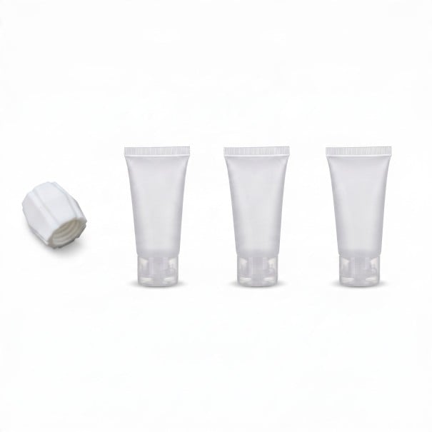 Travel Tubes 15 ml Set of 3 with Toothpaste Transfer Adapter Refillable Matte Tubes with Cap Mini Pack for Handbag 1
