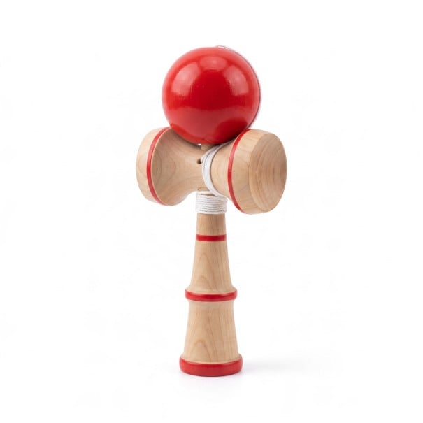 Kendama Trælegetøj Japansk Spil med Kugle på Snor 13,5 x 5,5 cm Træning af Koordination og Smidighed Til Børn og Voksne rød