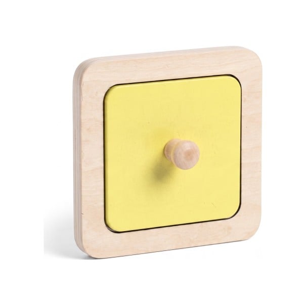 Montessori ξύλινη παζλ με καθρέφτη 12 x 12 εκ. Τετράγωνο κομμάτι με λαβή Αισθητηριακό παιχνίδι για μωρά και νήπια Κίτρινο 1