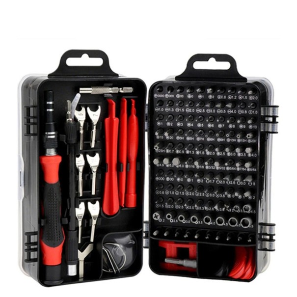 135 in 1 Tool Set for Mobile Phone and Electronics Repairs Precision Screwdrivers Opening Tools Suction Cup Pry Tools red