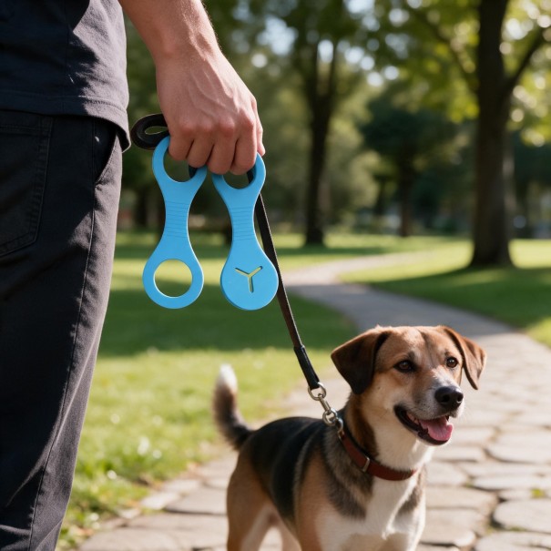 Supporti in silicone per sacchetti di escrementi per cani 2 pz per guinzaglio 13 x 4,3 cm Fessura per sacchetto Hands-free Silicone morbido blu