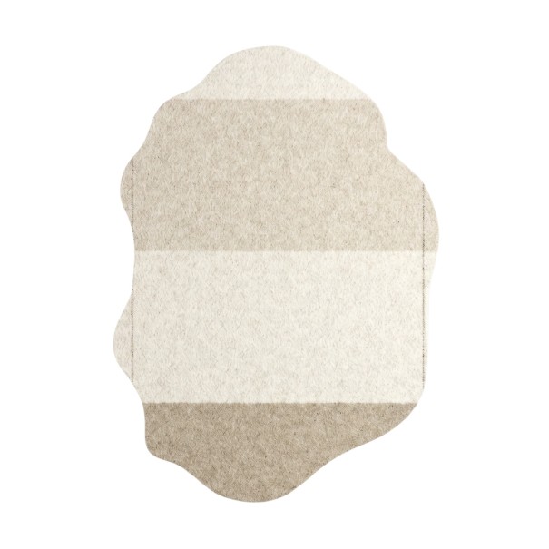 Alfombra Minimalista de Forma Irregular con Borde Ondulado Rayas Diagonales 230 x 160 cm Poliéster Beige con Tonos Marrones 1