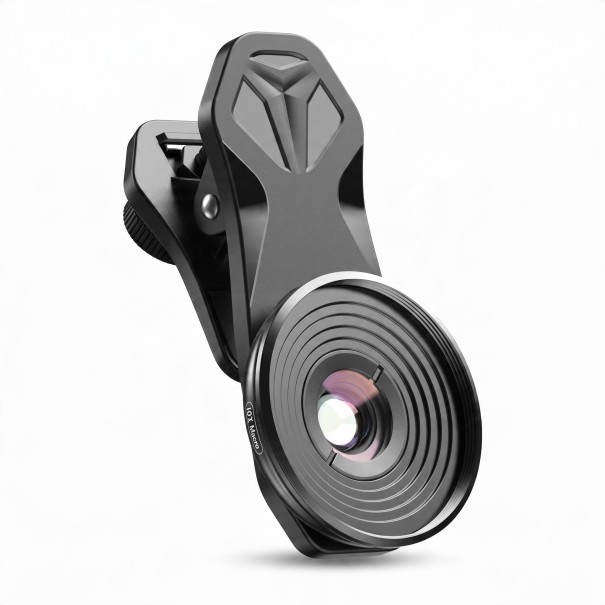Obiettivo macro per smartphone 10x con clip universale Lenti in vetro ottico Filettatura 37 mm Corpo in alluminio Nero Per foto dettagliate 1