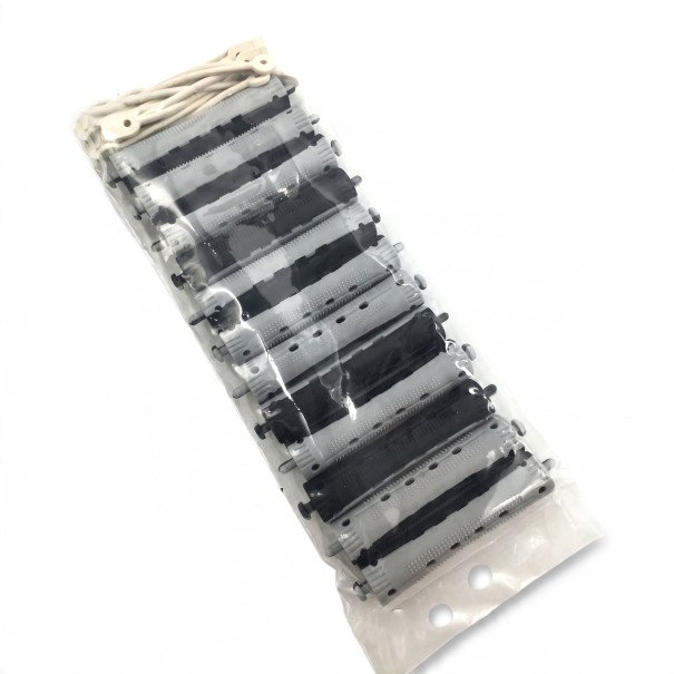 Hårkrøller med gummibånd 12 stk størrelse 9 x 1,7 cm af ABS plast Gråsort Til fine elastiske bølger og volumen Til tørt og vådt hår 1