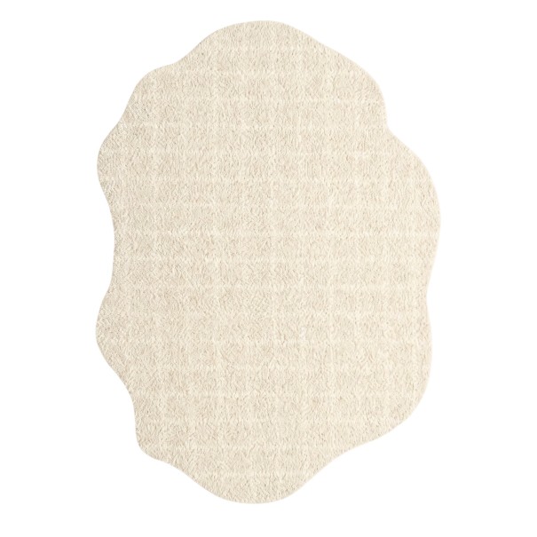 Kleine minimalistische vloerkleed Onregelmatige vorm met golvende rand Geruit patroon 120 x 80 cm Polyester Lichtbeige 1