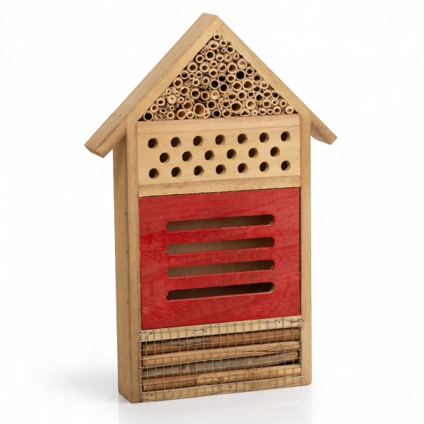 Insekt hotel 19,5 x 29,5 x 4 cm Træhus til ensomme bier, sommerfugle og mariehøns Fyrretræ Hængende skjulested for insekter i haven 1