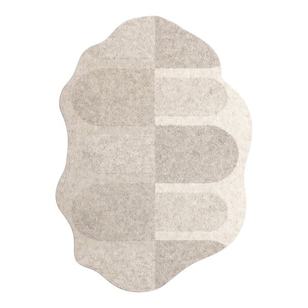 Kleine minimalistische vloerkleed Onregelmatige vorm met golvende rand Patroon van grijze bogen 120 x 80 cm Polyester Lichtgrijs 1