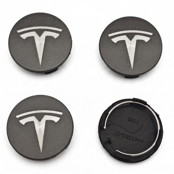 Wheel Centre Caps for Tesla Model 3 Y S X 4 pcs 56 mm Waterproof Snap-On Easy Installation for Car Wheel Rims dark grey