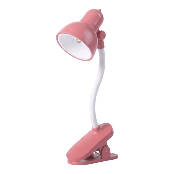 Mini lampada LED con clip e braccio flessibile Altezza 15 cm Batteria a bottone AG3 Plastica Per leggere libri, cucire e studiare rosa scuro
