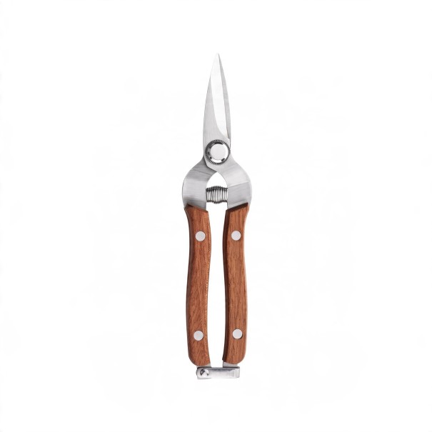 Forbici da giardinaggio con lame dritte e appuntite 19 cm Lame in acciaio al manganese Manico in legno massello Per raccolta di frutta e innesto 1