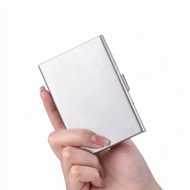 Kovové pouzdro na platební karty s RFID ochranou Nerezová ocel 6 přihrádek Tenká peněženka na karty a doklady Unisex stříbrná