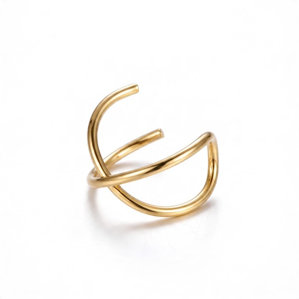 Záušnice senza piercing 1 pz Manicotto doppio incrociato a forma di X Ear cuff per cartilagine Acciaio inossidabile Colore oro per donne 1