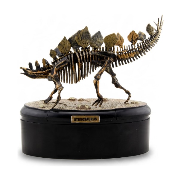 Modèle de squelette de stégosaure à assembler sur un socle rond Longueur 15 cm Hauteur 14 cm Kit de construction en plastique fossile Décoration 1