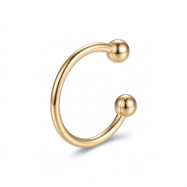 Orecchini senza piercing 1 pz Anello aperto con palline alle estremità Ear cuff per cartilagine Acciaio inossidabile Colore oro per donne 1