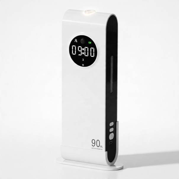 Diffusore automatico di oli essenziali con sensore Ricarica 90 ml Display digitale Luce notturna 220 V Da parete e tavolo Per appartamenti e uffici 1