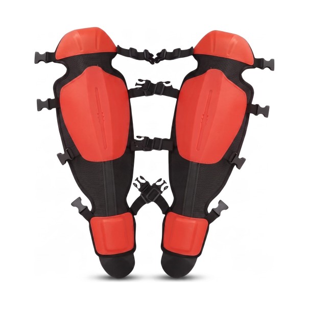 Knieschützer und Schienbeinschützer 2 Stück 64 x 22 cm PVC-Schale Verstellbare Riemen Für Rasenmähen, Freischneiden und Gartenarbeit rot