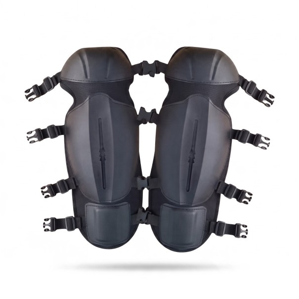 Knieschoner 2 Stk 46 x 21 cm PVC-Schale Schaumstofffüllung Verstellbare elastische Riemen Schwarz Für Rasenmähen Garten und Bau 1