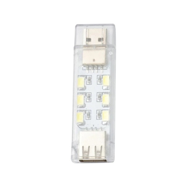 Lampka LED USB 12 LED Zimne białe światło Obustronne świecenie 70 x 21 x 10 mm 5 V Przezroczysta Przejrzysta USB Do powerbanki i laptopa 1