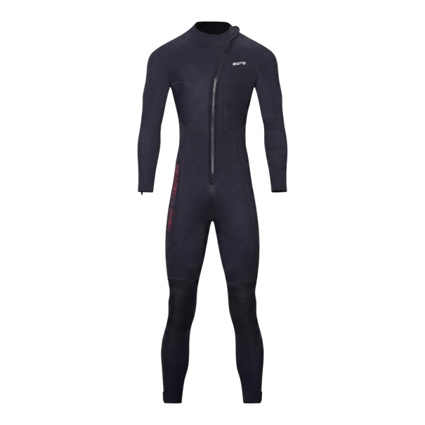 Zwarte heren neopreen duikpak 5 mm volledige neopreen overall met rits aan de voorkant en ritsen op de polsen lang XS