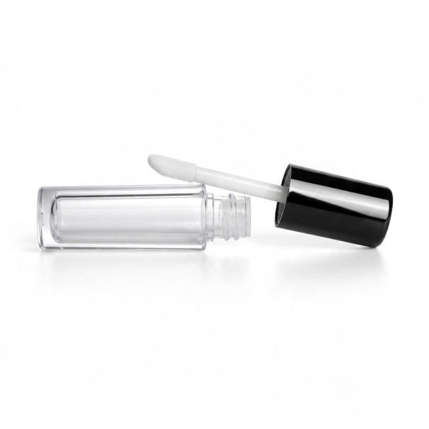 6 unidades de tubos vacíos para brillo de labios 0,8 ml 49 x 12 mm Botellas de plástico recargables con aplicador Para muestras y viajes negro