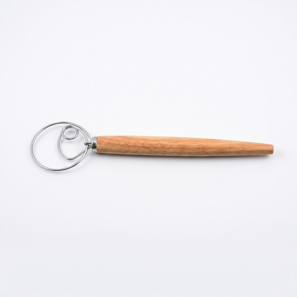 Deense deegklopper 32,7 cm met houten handvat RVS draadklopper met binnenlus Mengt deeg voor zuurdesem en pizza 1