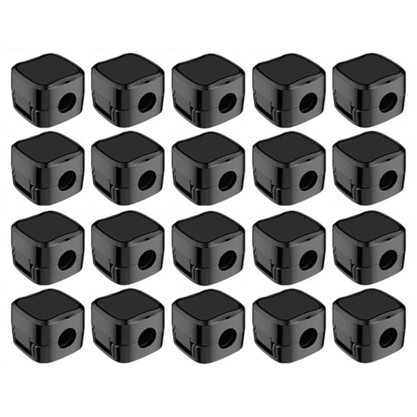 Prinderi autoadezive pentru cabluri 20 buc 20 x 20 x 15 mm Neomagnetice suporturi cu clichet Plastic Negru Pentru cabluri de până la 7 mm Pe birou 1