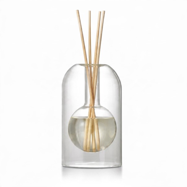 Glasflaske til æteriske olier med diffuserstænger 130 ml 8,5 x 14 cm Rund krukke i emballage Gennemsigtig Til stuen og soveværelset 1