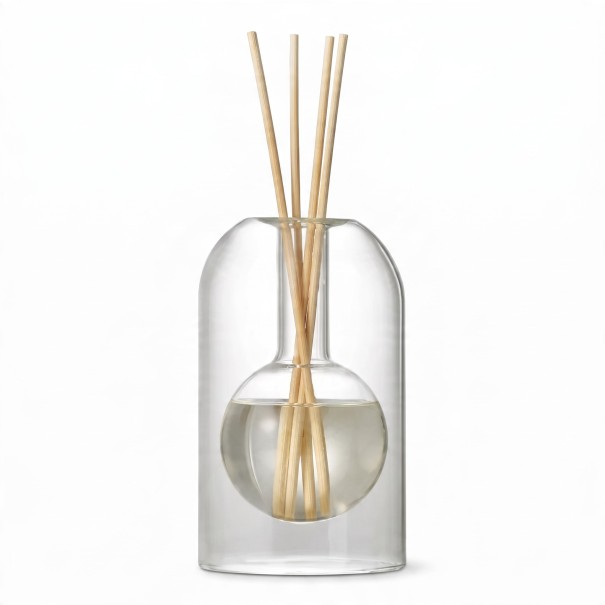Glasflaske til æteriske olier med diffuserstænger 200 ml 10 x 16,5 cm Rund krukke i emballage Gennemsigtig Til stuen og soveværelset 1