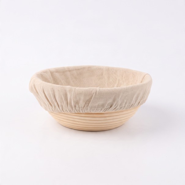Kulatá ošatka na chléb 23 x 8 cm s látkovou vložkou Košík na kynutí kváskového těsta Světlá přírodní barva Pečení domácího chleba 1