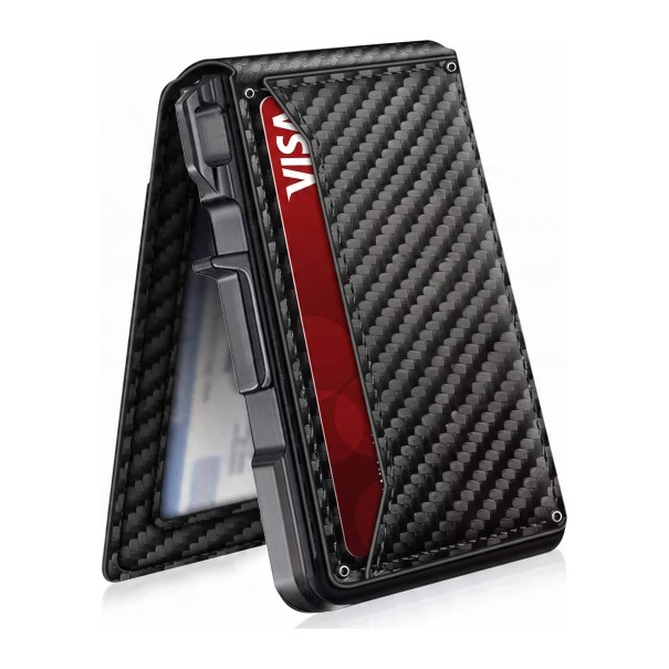 Men's Wallet with Sliding Card Holder RFID and Magnetic Closure 10.6 x 7.6 x 1.3 cm PU Leather Banknote Clip grey