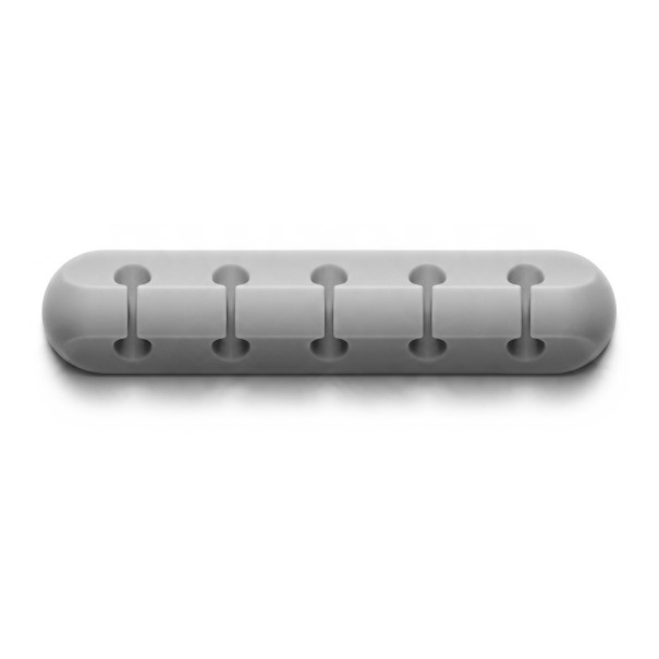 Organizator de cabluri din silicon cu 5 găuri 116 x 22 x 17 mm Suport autoadeziv pentru cabluri de până la 5 mm Gri Pentru birou și mașină 1
