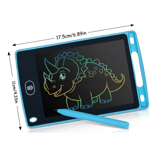 LCD Drawing Tablet for Children 6.5 Inches 17.5 x 11 cm Colour Display One-Button Erase Lock Pen Drawing and Writing blue