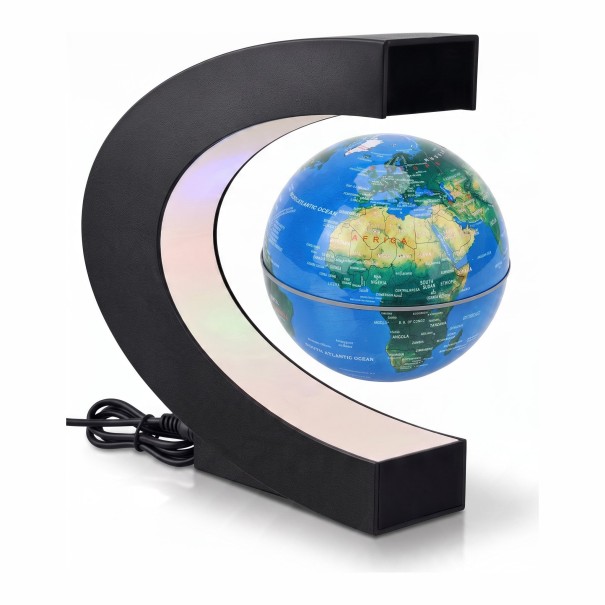 Globo magnético levitante de 8,5 cm con soporte en forma de C y retroiluminación LED 18 x 17,2 cm Decoración para mesa en habitación y oficina 1