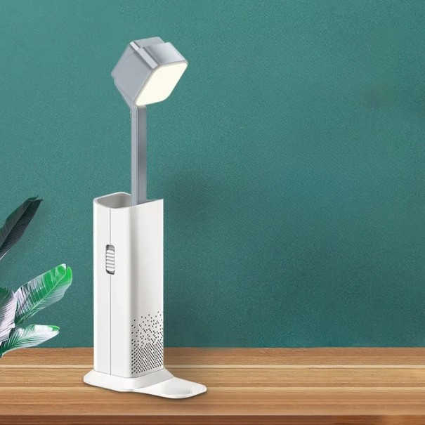 Lámpara de mesa LED extensible con función de powerbank y soporte para móvil 3 niveles de brillo Linterna Altura 15–25,3 cm USB 5 V Blanca Para leer 1