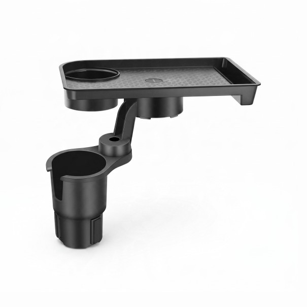 Mesa para suporte de bebidas no carro 26 x 18 cm Tabuleiro rotativo com espaço para copo Expansor com base de 6,5 a 9,5 cm Preto Para comida e bebida 1