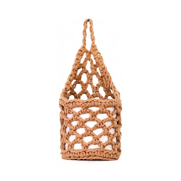 Makramee-Blumentopf-Hängkorb 28 x 15 cm Aus Seil Geflochten Brauner Boho Übertopf für Pflanzen und Sukkulenten zum Aufhängen an der Wand 1