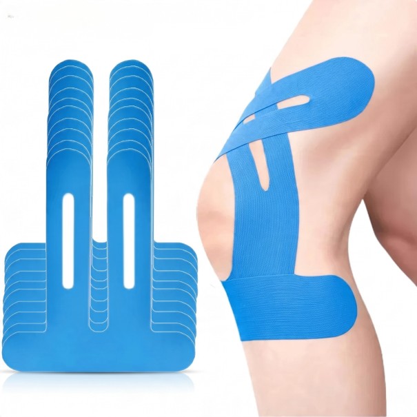 Teipo Kinesiológico para o Joelho Pré-Cortado 10 Unidades Fita de Algodão Elástica À Prova de Água e Respirável Para Corrida e Fitness azul