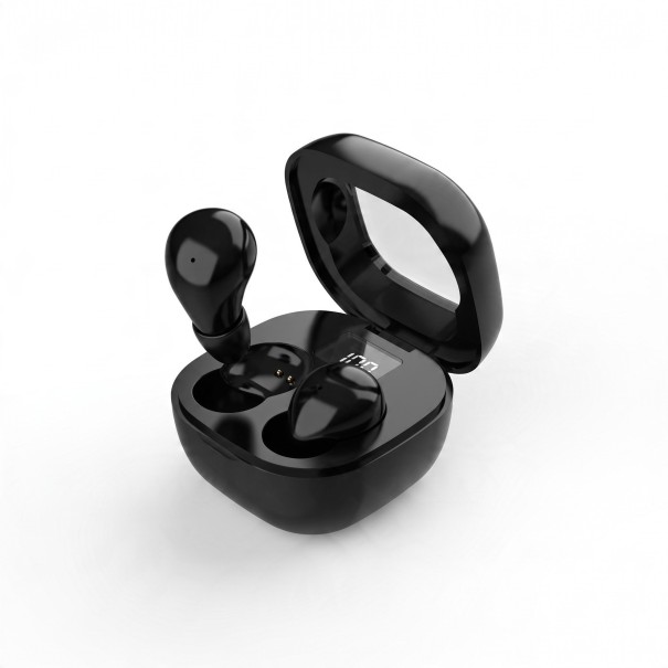 Mini Wireless Sleep Headphones Bluetooth 5.3 Earbuds 17 mm with Microphone Touch Control Case with Display black