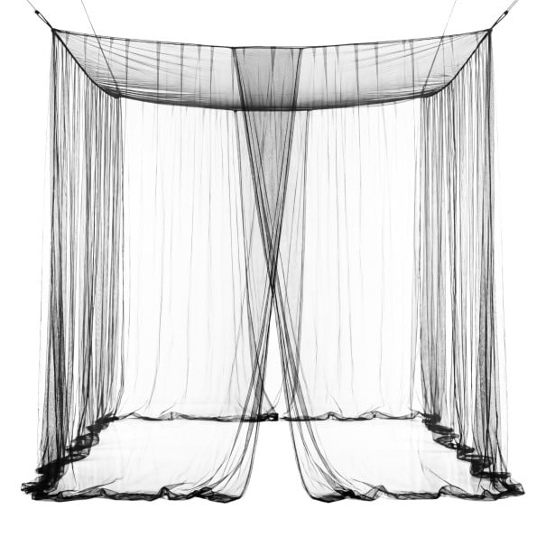 Mygnet mod insekter og myg Firkantet net Til kingsize seng 220 x 200 x 200 cm Med én indgang Gennemsigtig netstof Sort 1